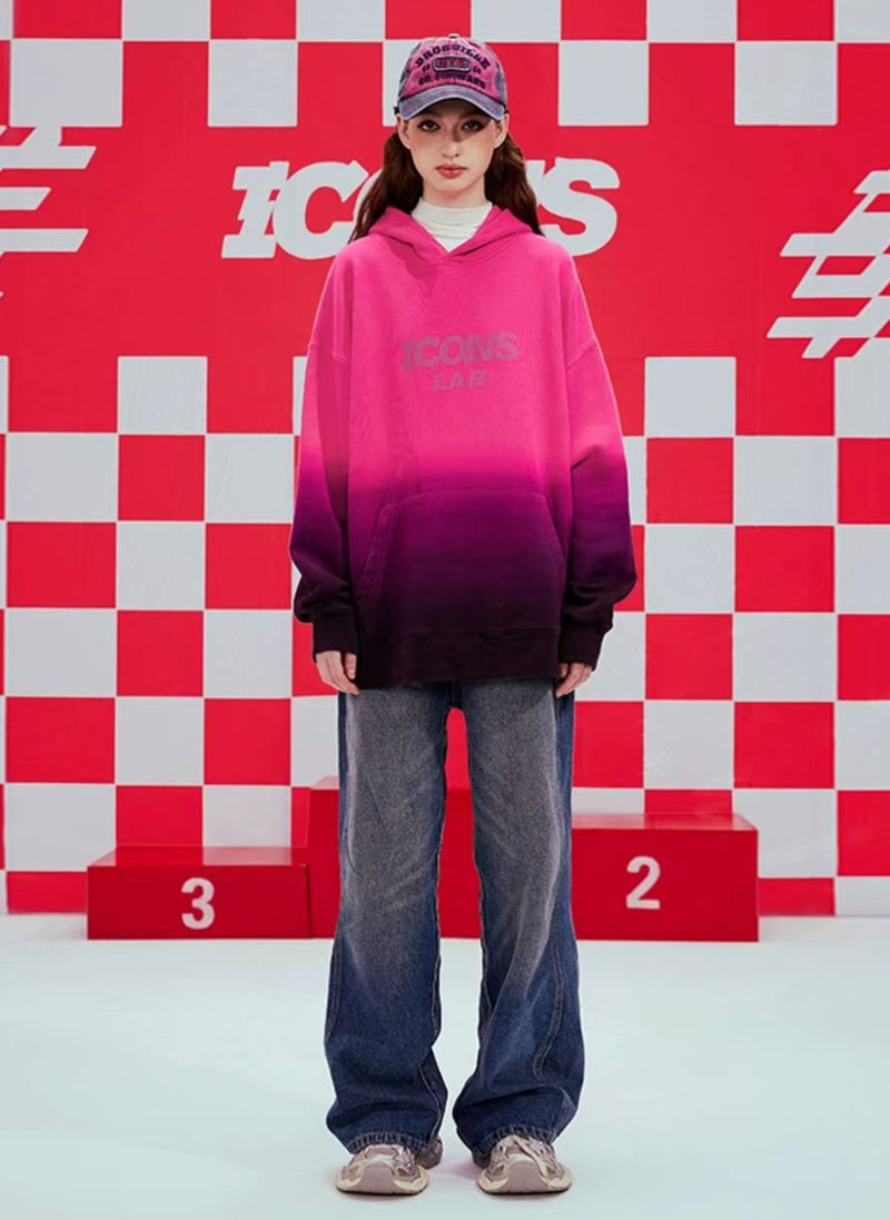 ICONSLAB Gradient Suspender Dyed Logo Hoodie