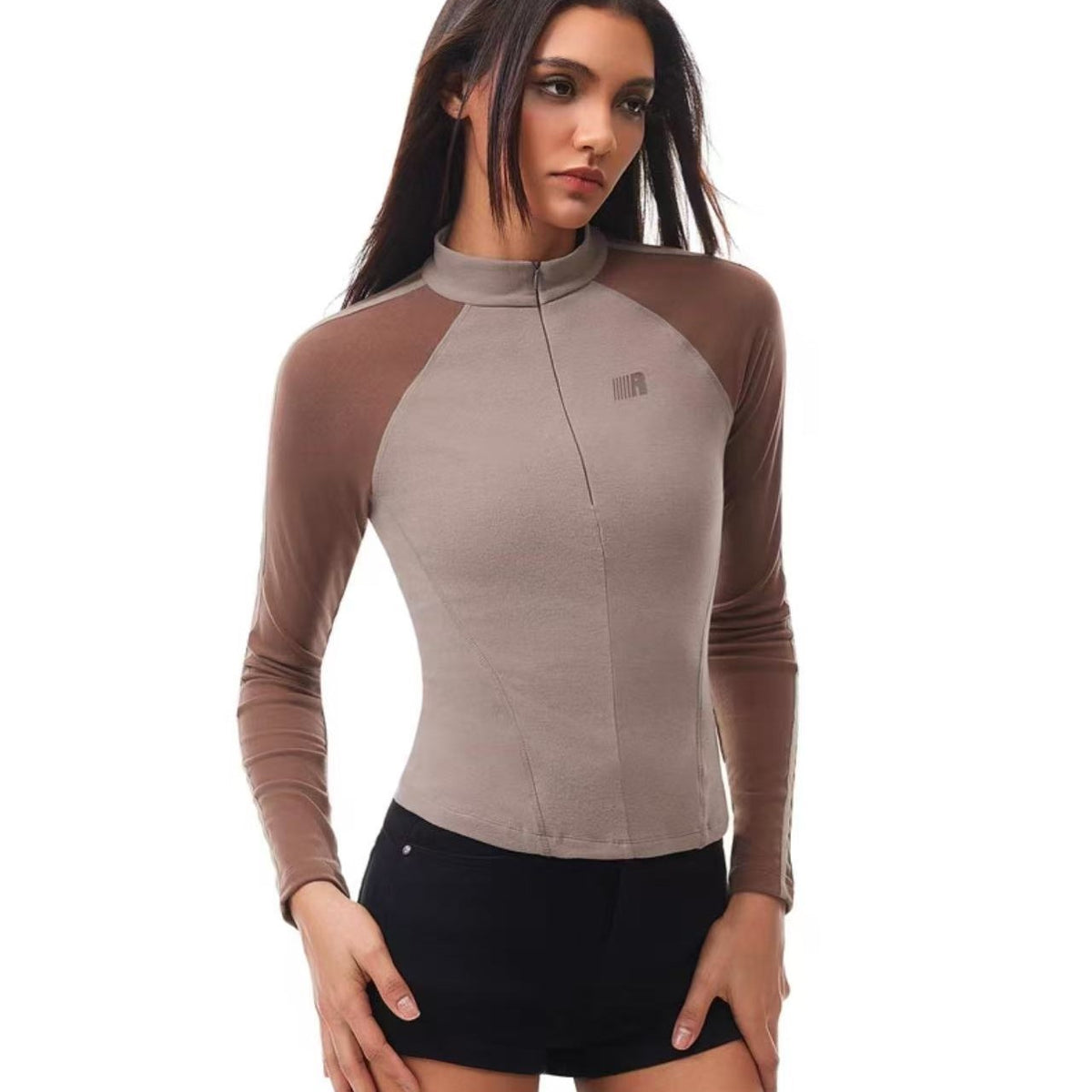 FDR Slim Fit Zipper Long-sleeve Tee (For Women)