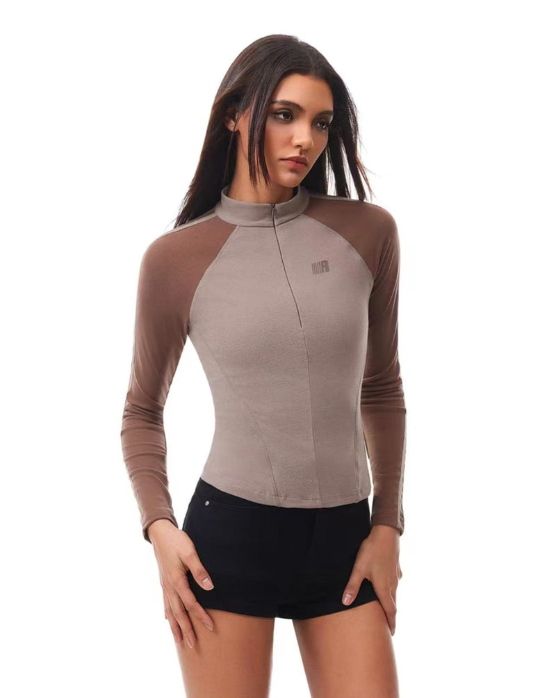 FDR Slim Fit Zipper Long-sleeve Tee (For Women)