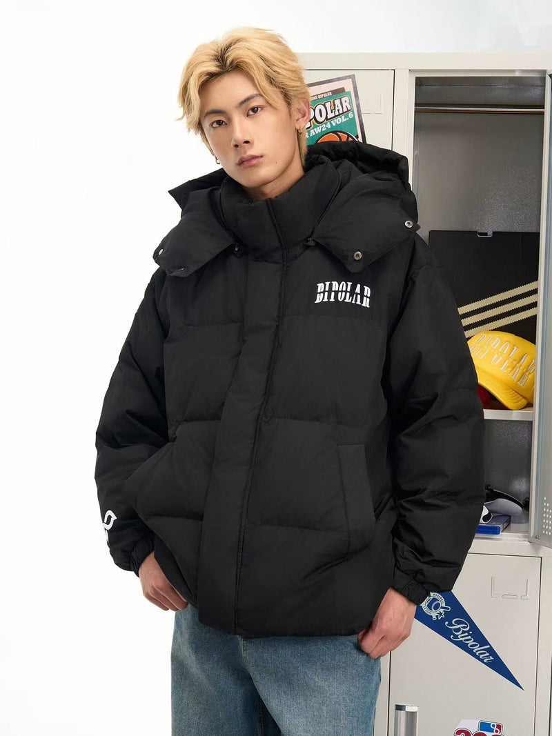 BIPOLAR Flocked Long Knee-length Foldable Duck Down Hooded Jacket