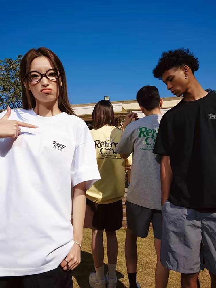 REMEDY Cartoon Floral Print Short-sleeve T-shirt