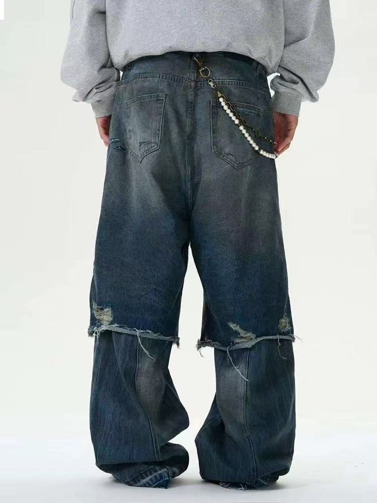WASSUP/DC Washed Distressed Ripped Baggy Jeans