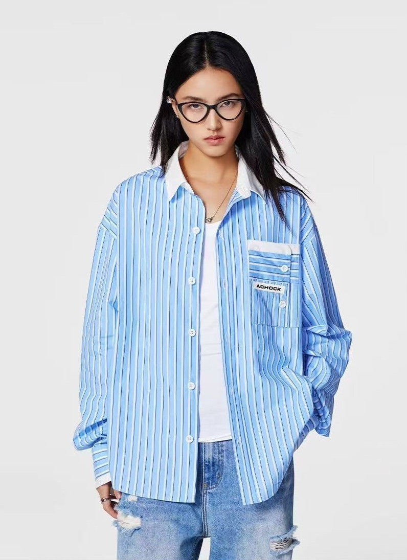 ACHOCK Striped Lining Long-sleeve Shirt