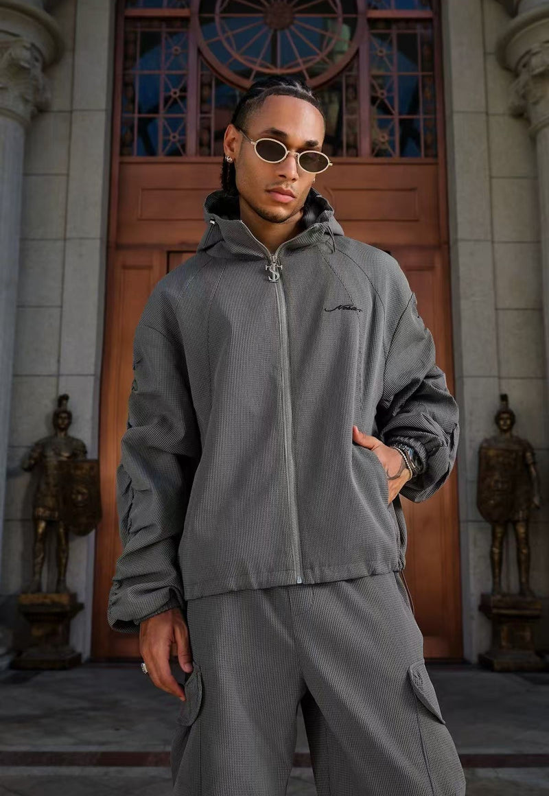 STK Vintage Ruched Split Hooded Jacket