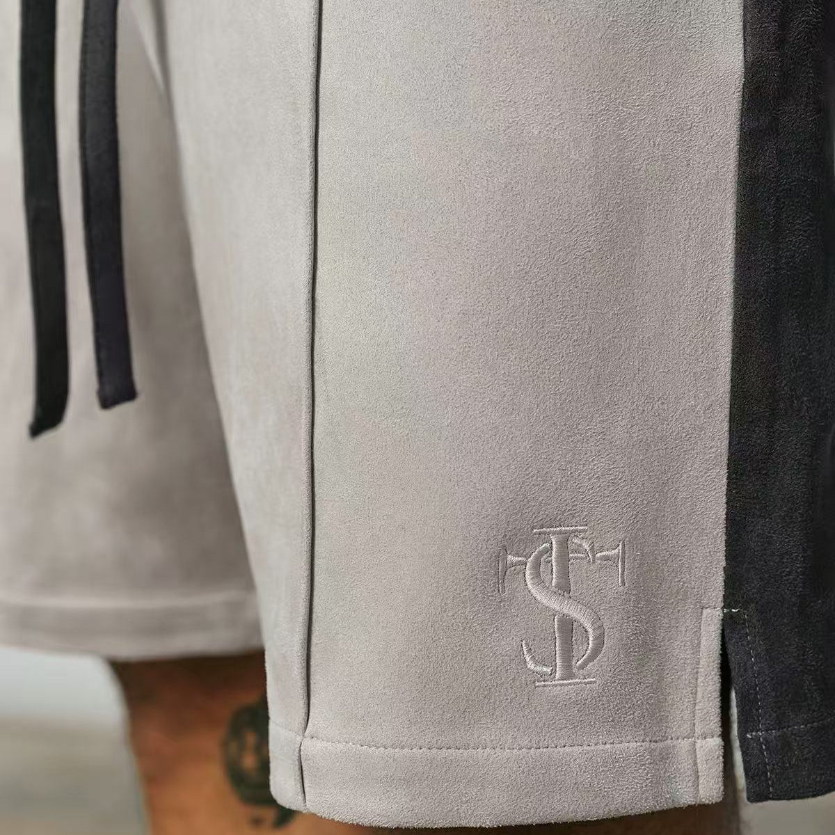 STK Vintage Embroidered Suede Patchwork Shorts