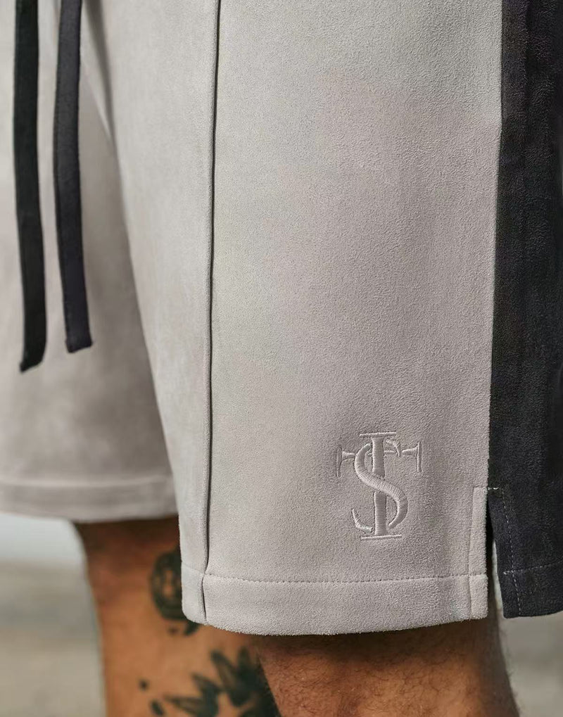 STK Vintage Embroidered Suede Patchwork Shorts