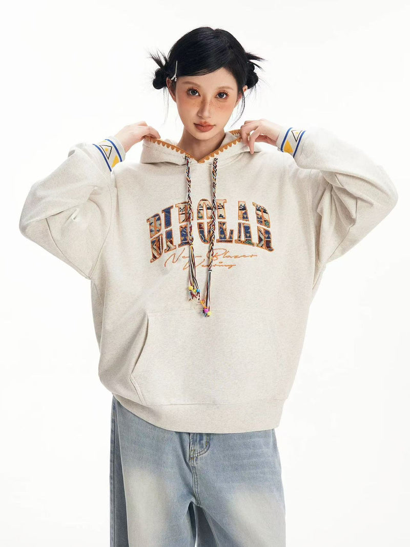 BIPOLAR Ethnic Style Patchwork Embroidery Hoodie