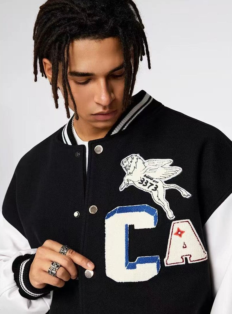 ACHOCK Simple Campus Baseball Jacket