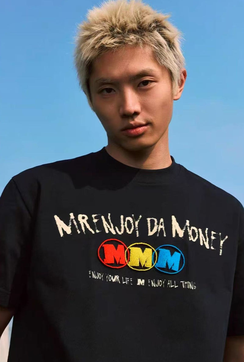 MEDM Ink Word Embroidered Short-sleeved T-shirt