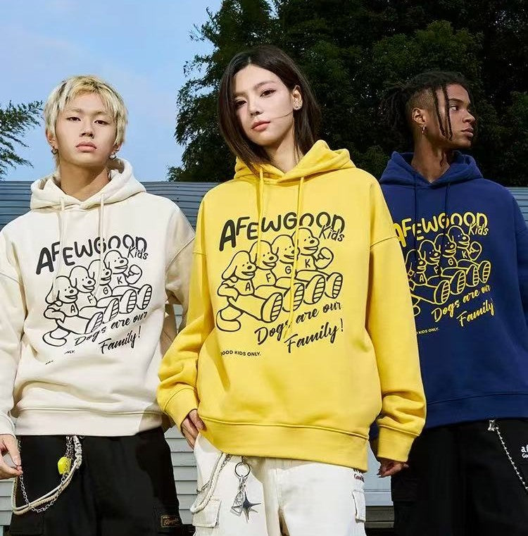 AFGK  Friendly Puppy Cartoon Plush Hoodie