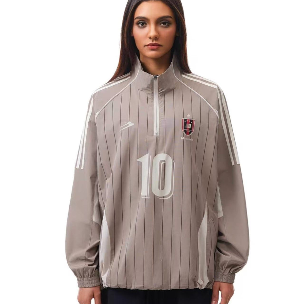 FDR  Retro Woven Stand Collar Patchwork Blokette Jacket