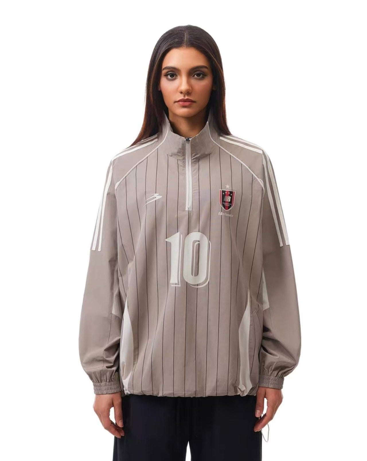 FDR  Retro Woven Stand Collar Patchwork Blokette Jacket