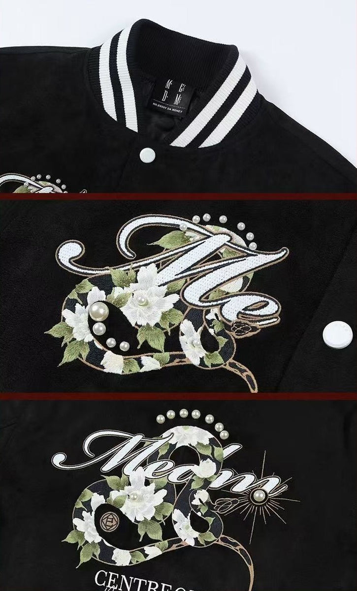 MEDM "Year of the Snake" Suede Varsity Jacket