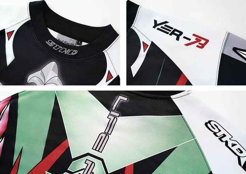 STK High-Density White Ink Direct Print Motorcycle Long-Sleeve T-Shirt