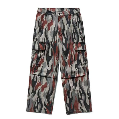 REMEDY Frayed Flame Camouflage Cargo Long Pants