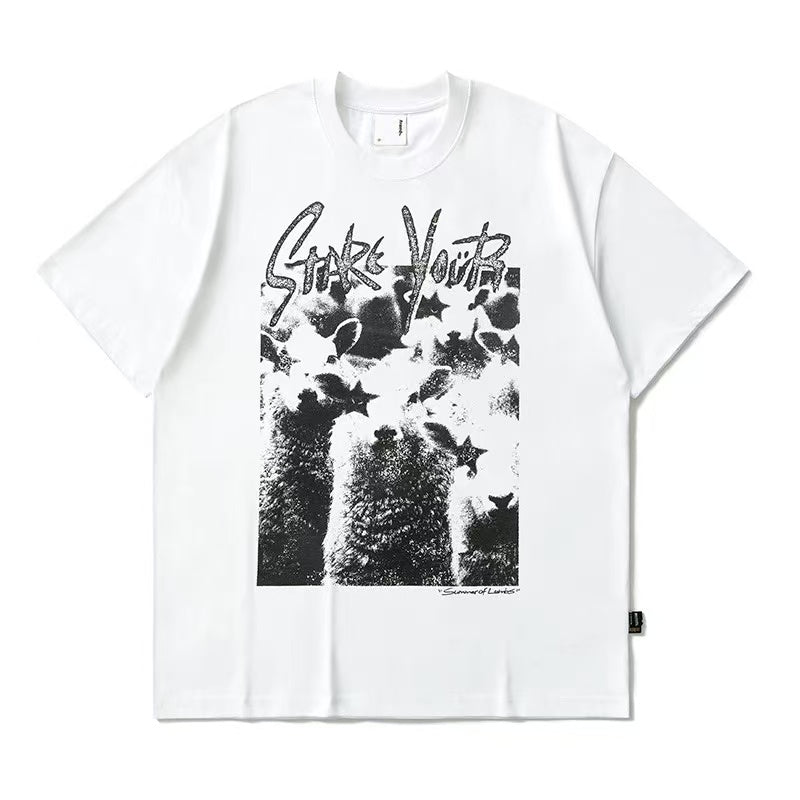 REMEDY Washed Distressed printing Short-sleeve T-shirt