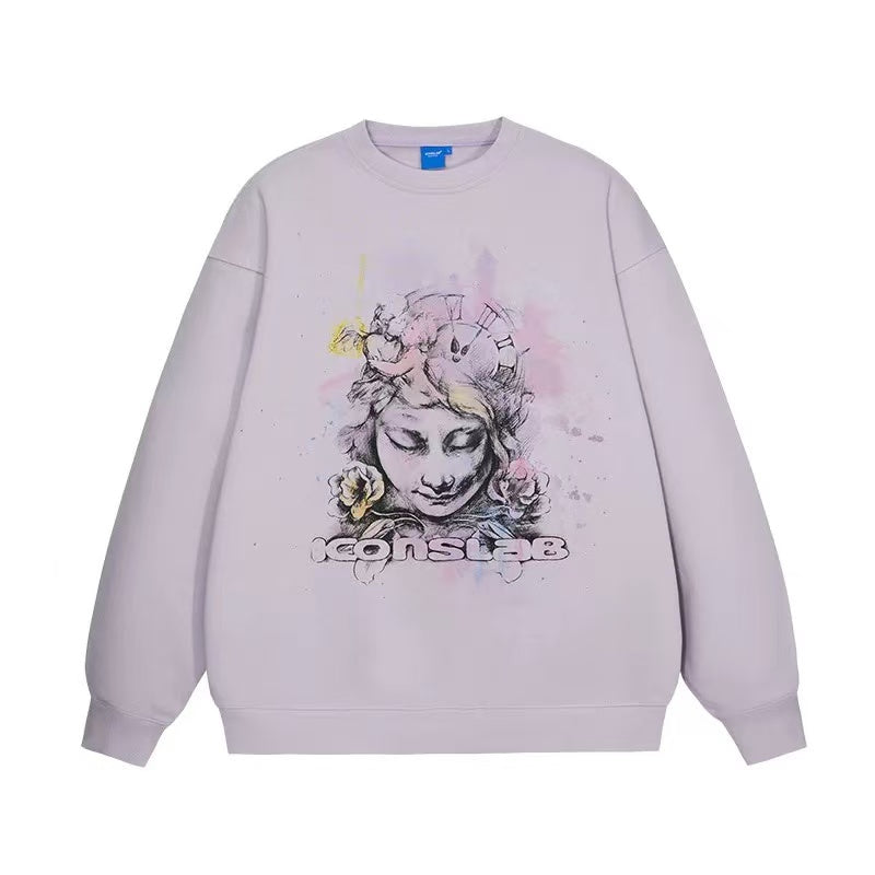 ICONSLAB "Angel's Memories" Glitter Hot Diamond Pullover Sweatshirt