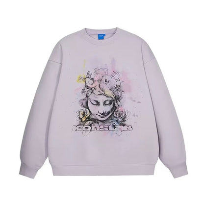 ICONSLAB "Angel's Memories" Glitter Hot Diamond Pullover Sweatshirt