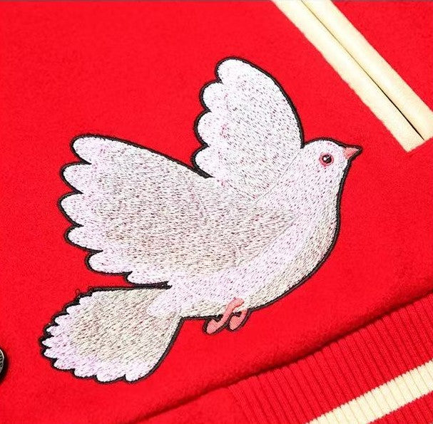 AFGK Dove Embroidered Baseball Jacket