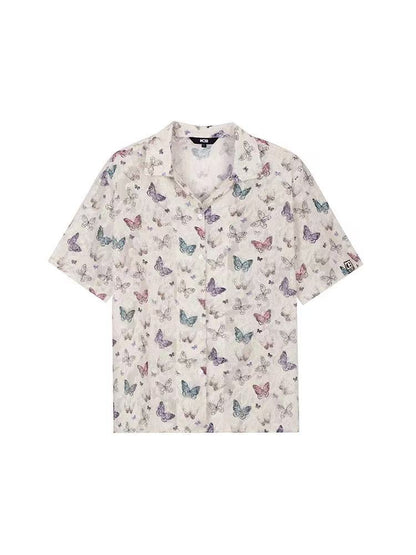 ICONSLAB Tassel Butterfly Cuban Collar Short Sleeve Shirt