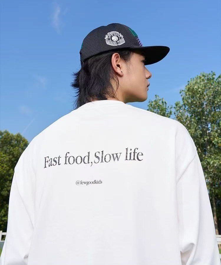 AFGK "Fast food and slow life" Washed long-sleeved T-shirt