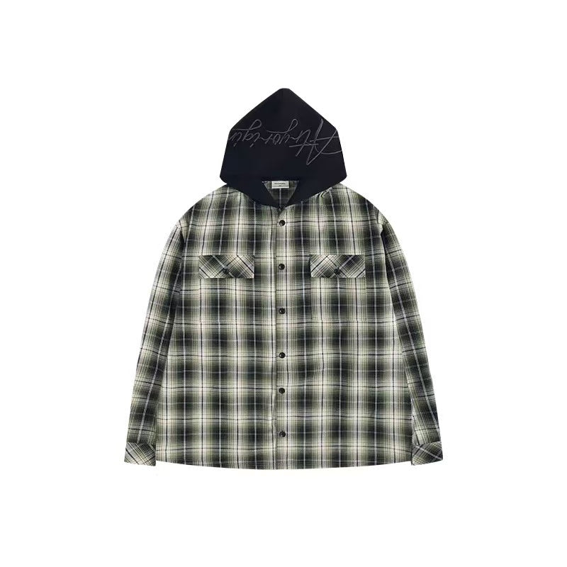 ATRY LOGO Hooded Plaid Shirt