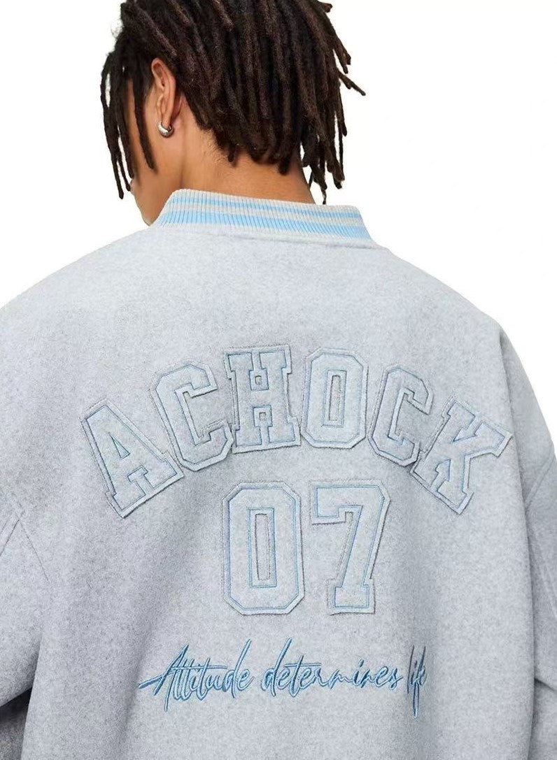 ACHOCK Retro Three-dimensional Embroidered Baseball Jacket