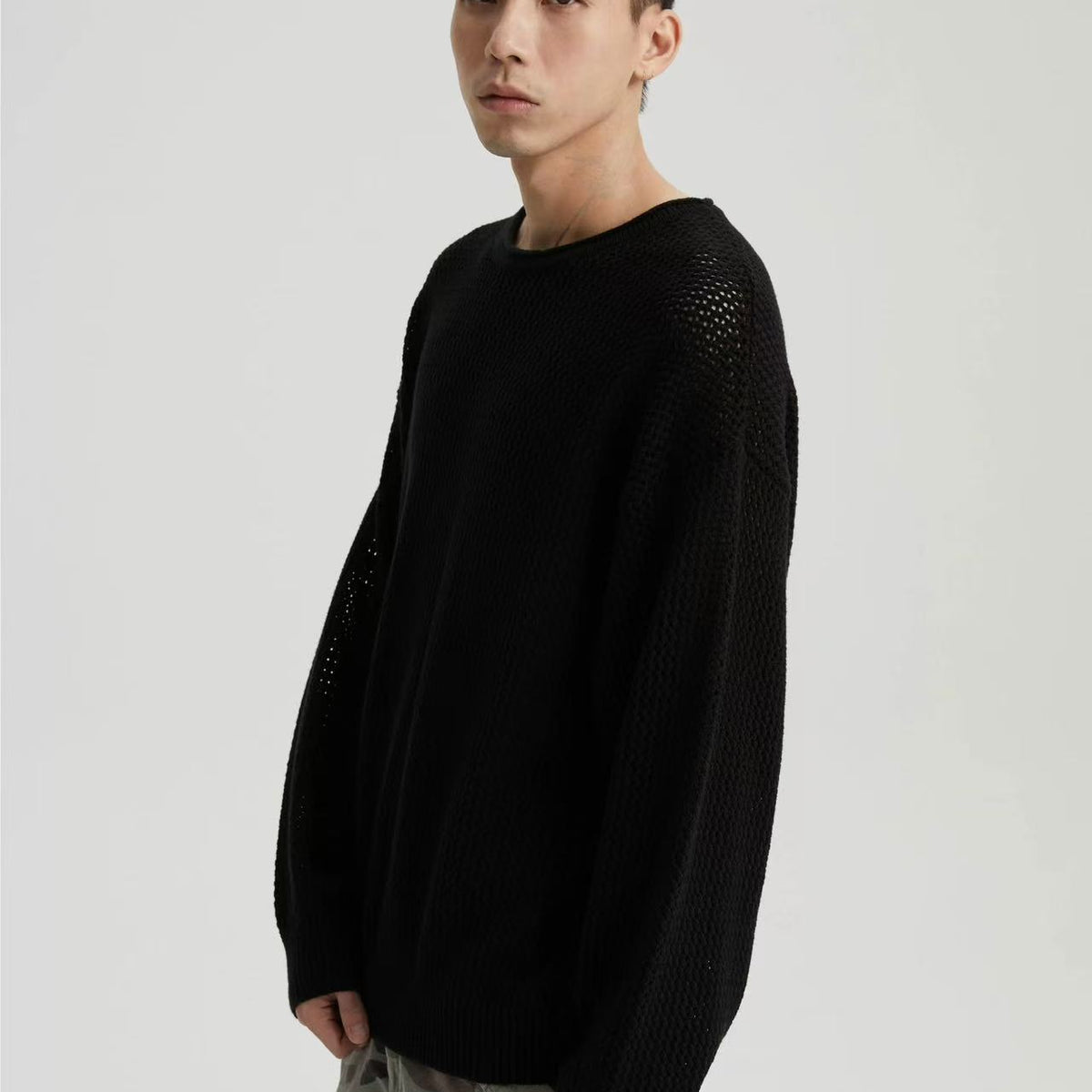 WASSUP Hollow Round Collar Sweater