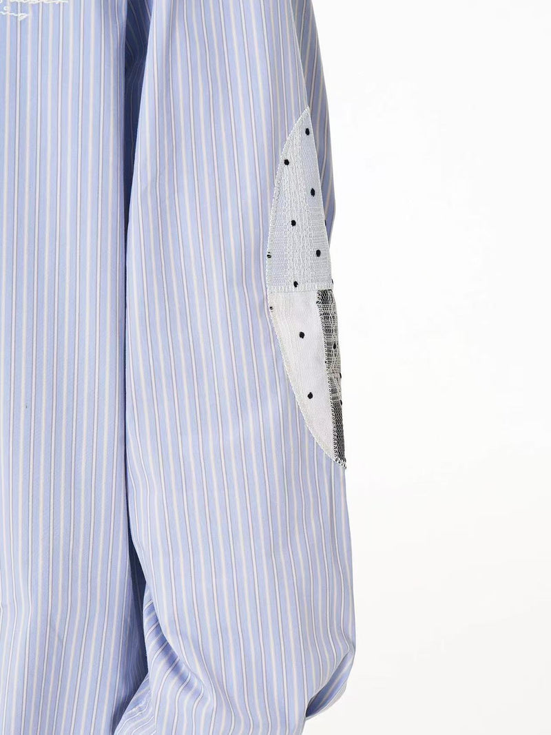 BIPOLAR Lace Plaid Patchwork Striped Polo Shirts