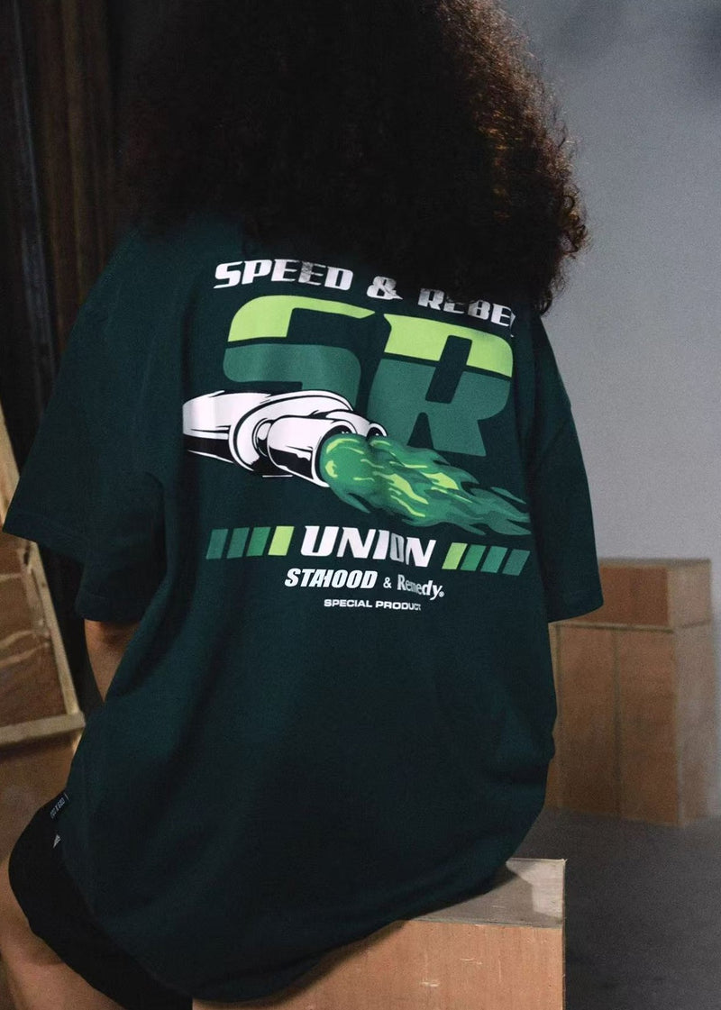 REMEDYxSTA SR Car Engine Printed Short-sleeve T-shirt