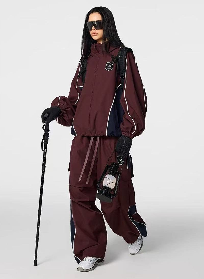 ACHOCK Retro Vintage Side Stripe Outdoor Cargo Paratrooper Pants