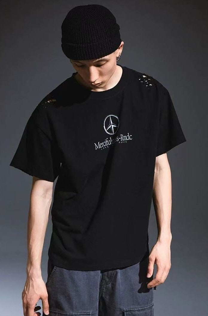 REMEDY Retro Distressed Short-sleeved T-shirt