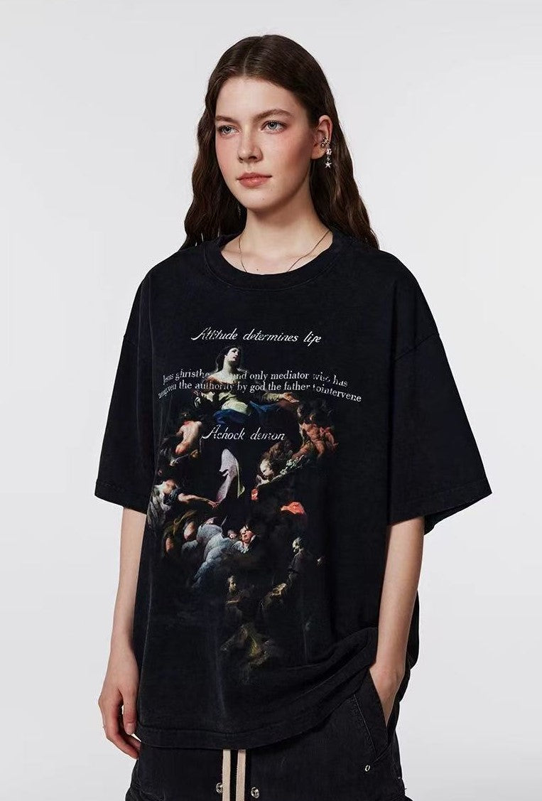 ACHOCK Retro Virgin Mary Printed T-shirt