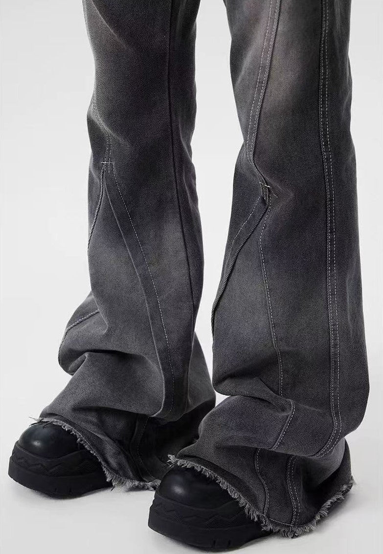 ACHOCK Washed Black Raw Edge Bootcut Jeans