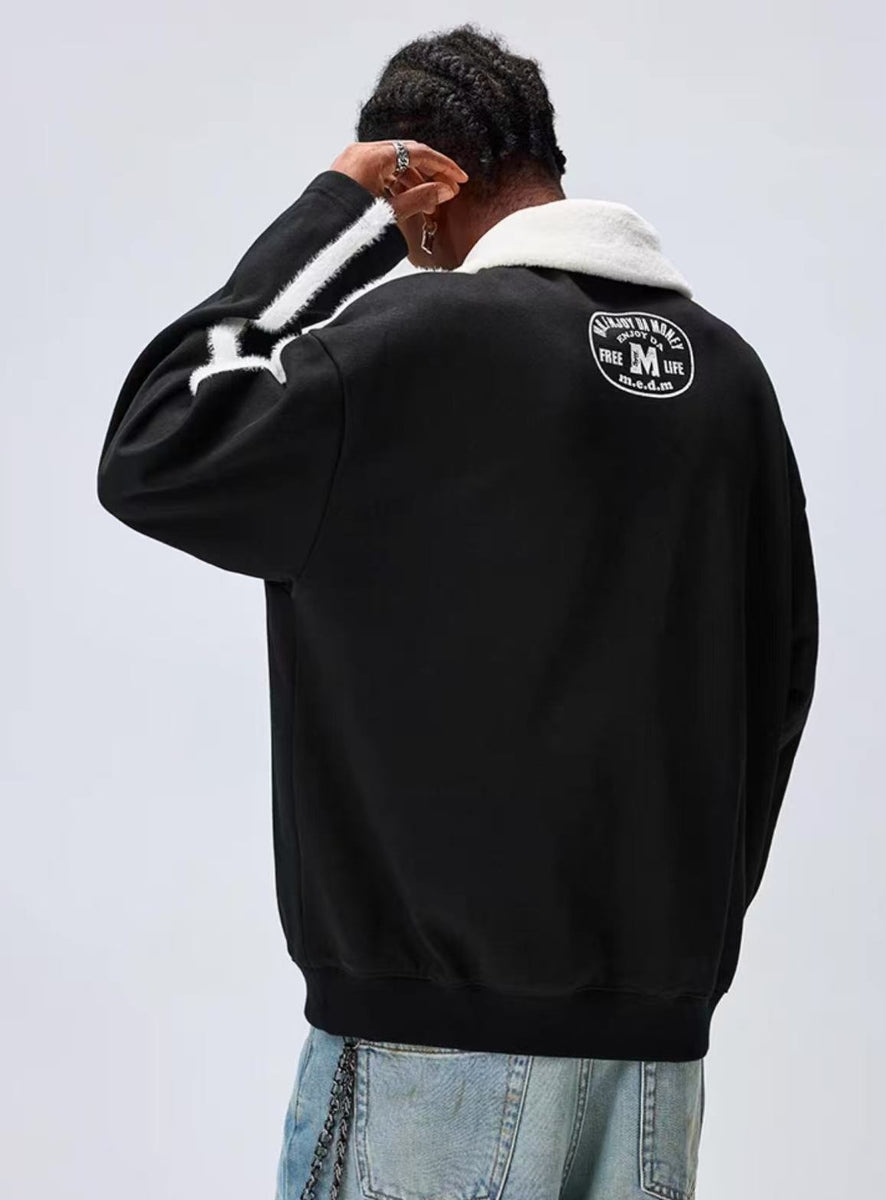MEDM Pegasus Fur Collar Polo Sweatshirt