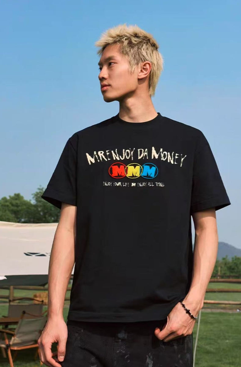 MEDM Ink Word Embroidered Short-sleeved T-shirt
