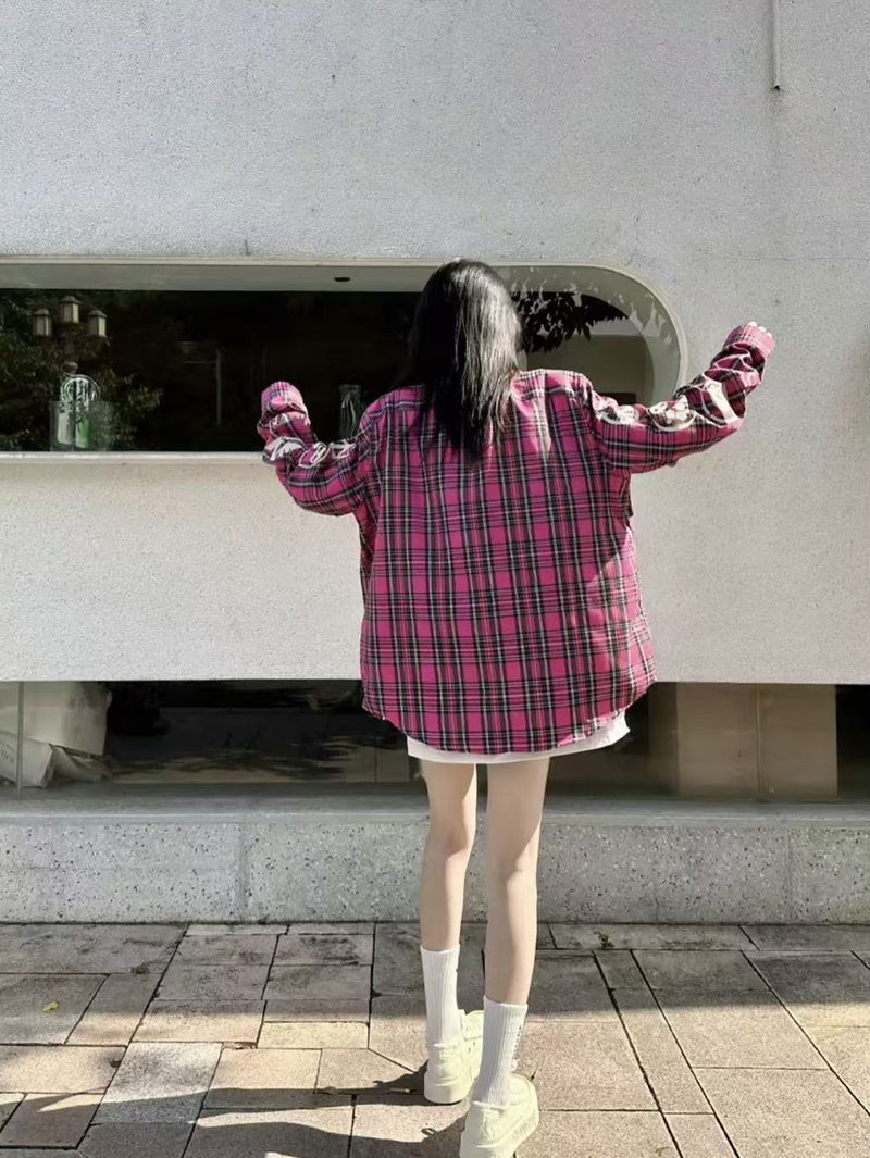 BIPOLAR Vintage Plaid Long-sleeve T-shirt