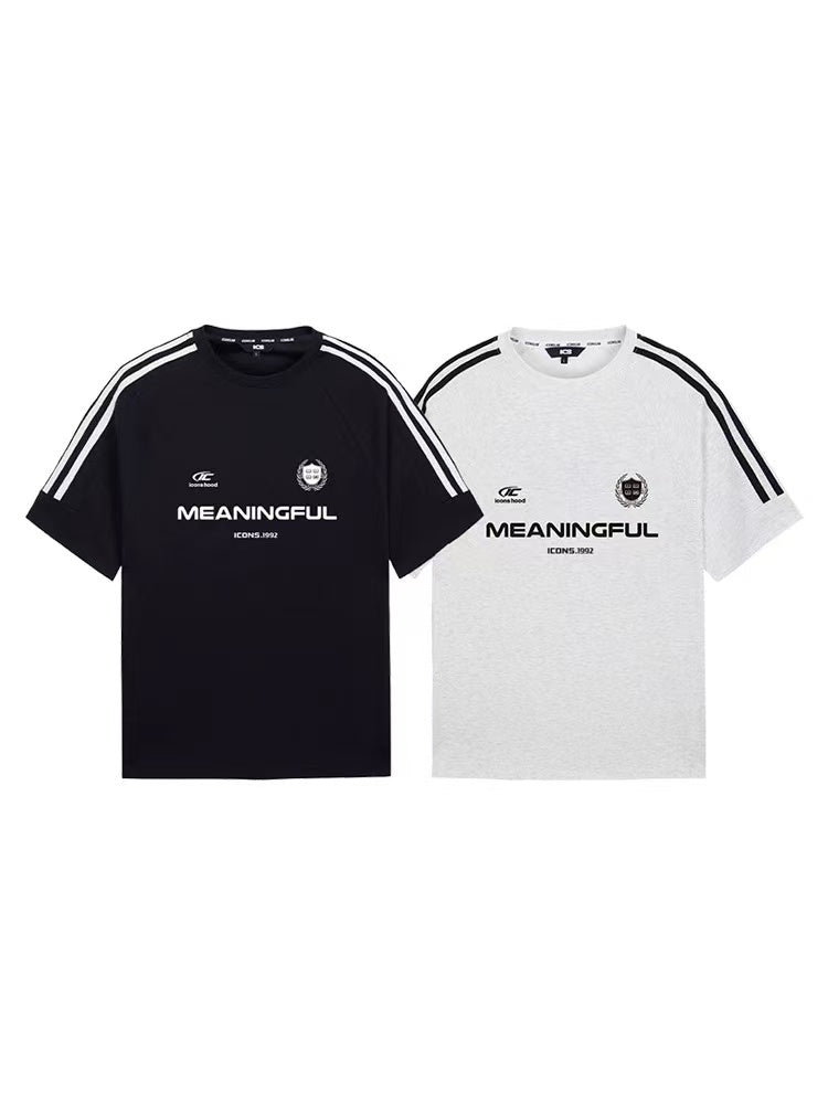 ICONSLAB Stitched Contrasting Striped Webbing T-Shirts