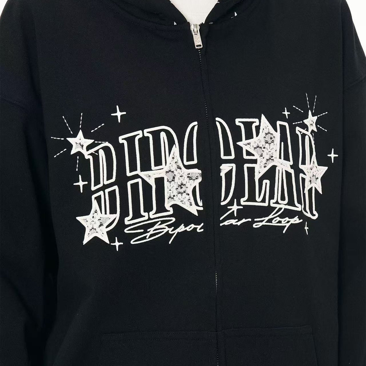 BIPOLAR Star Hooded Cardigan Sweatshirt