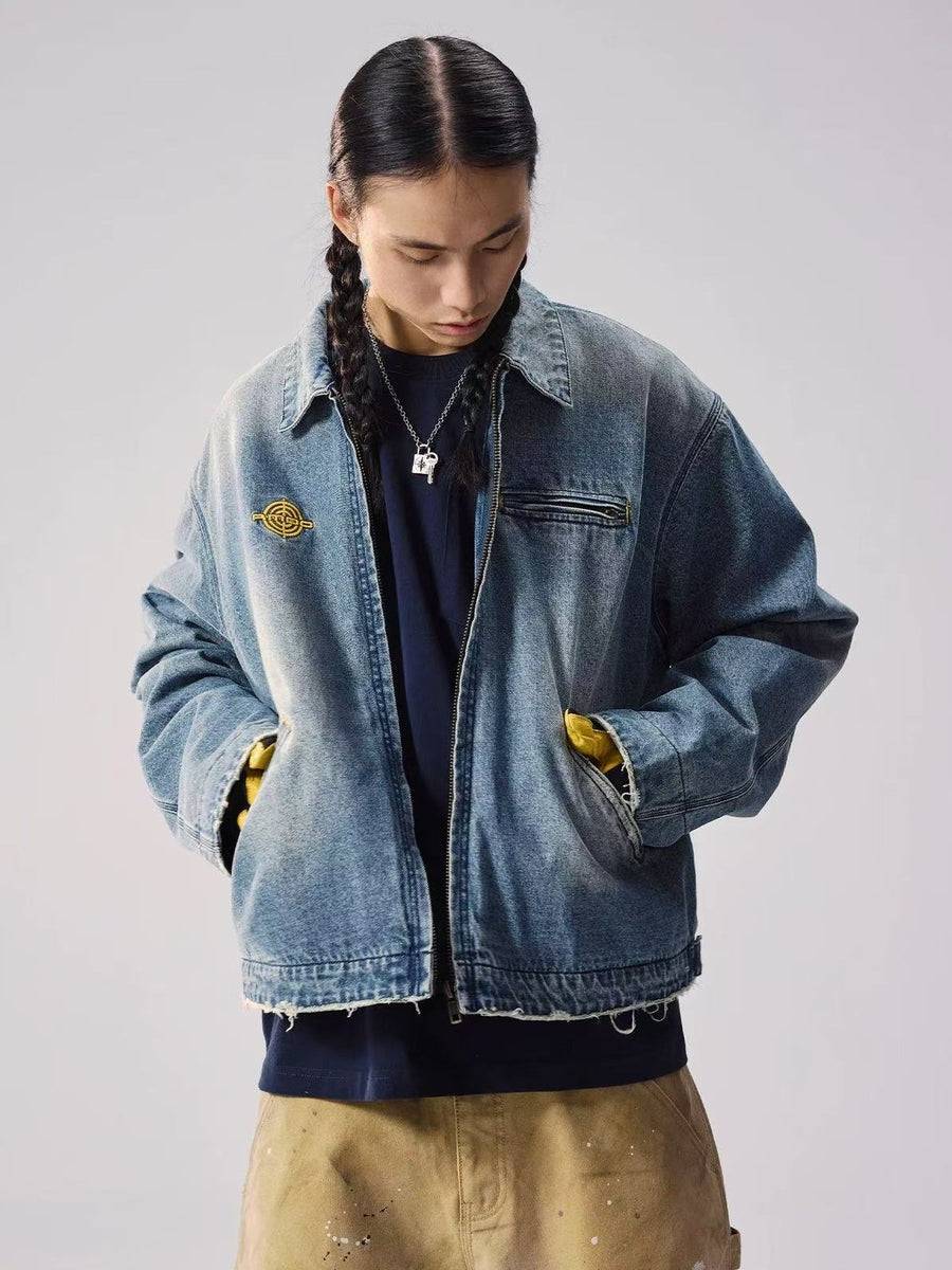 REMEDY Logo Embroidery Retro Denim Jacket