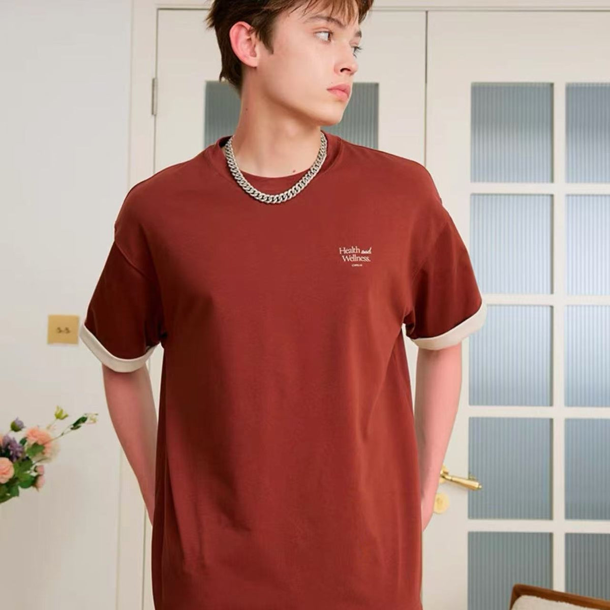 ICONSLAB Fake Two-piece Contrasting Text T-shirt