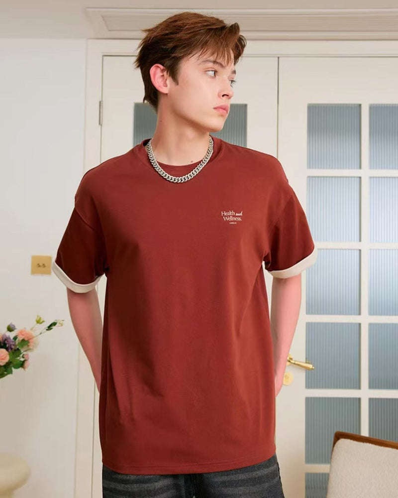 ICONSLAB Fake Two-piece Contrasting Text T-shirt