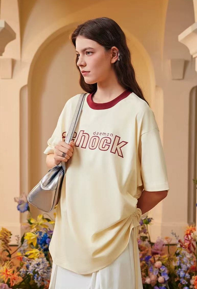 ACHOCK Suede Foam Printed Short-sleeved T-shirt