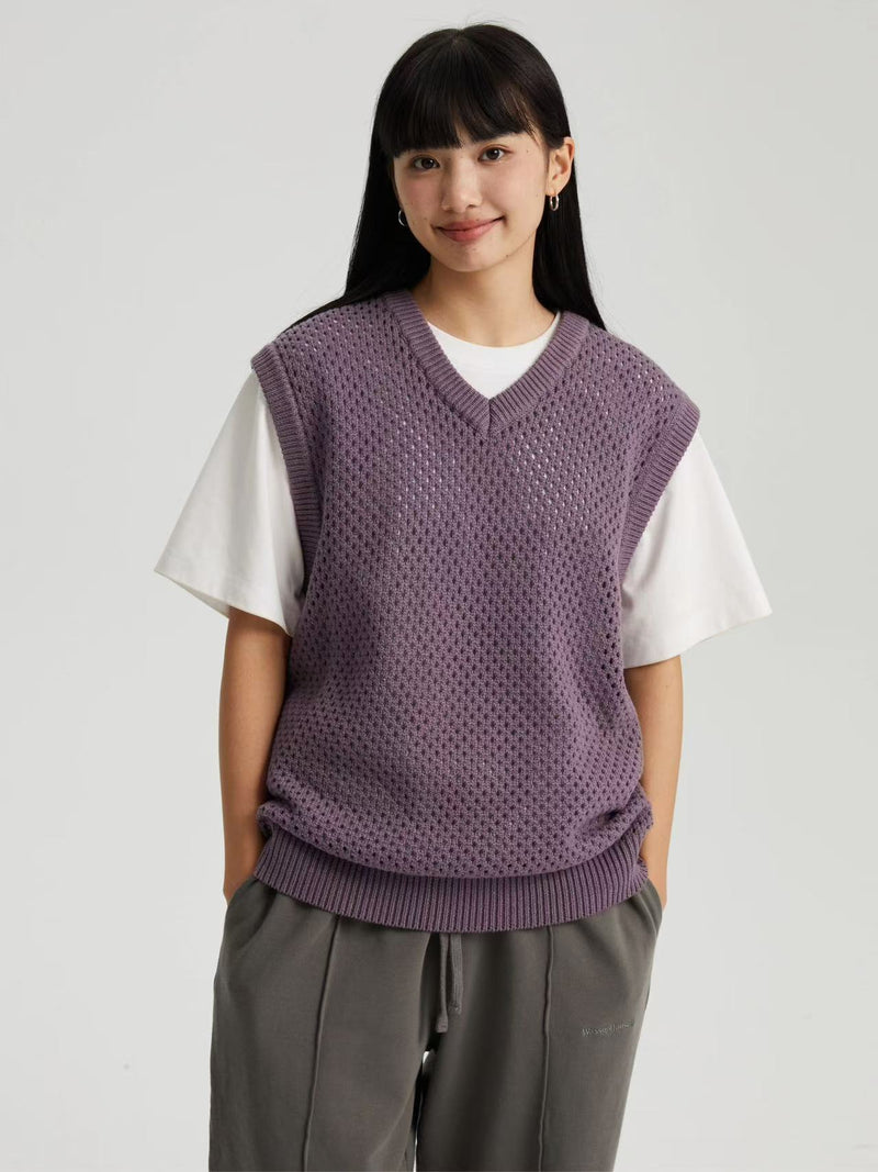 WASSUP Hollow V-neck Wool Vest