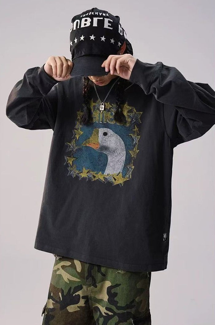 REMEDY Retro Duck Print Long-sleeve Tee