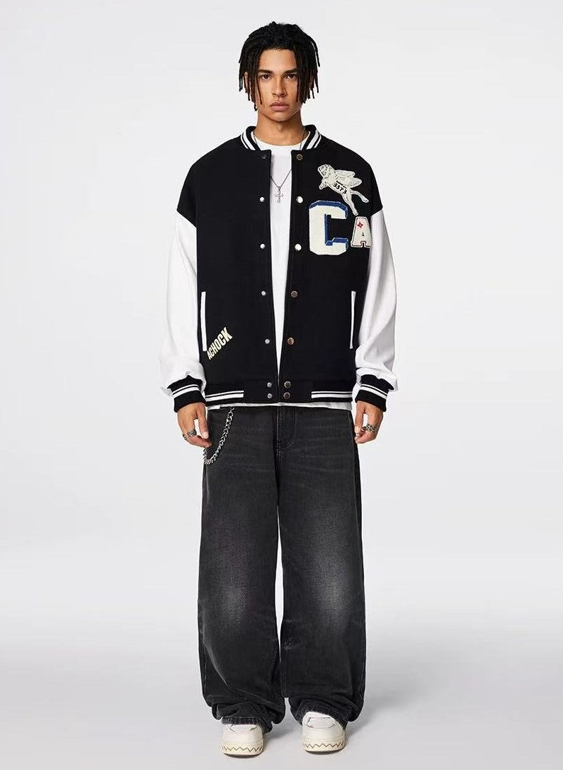 ACHOCK Simple Campus Baseball Jacket