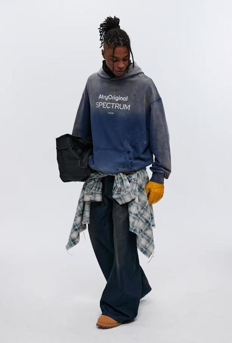 ATRY Hand-painted Splash-ink Gradient Washed Hoodie