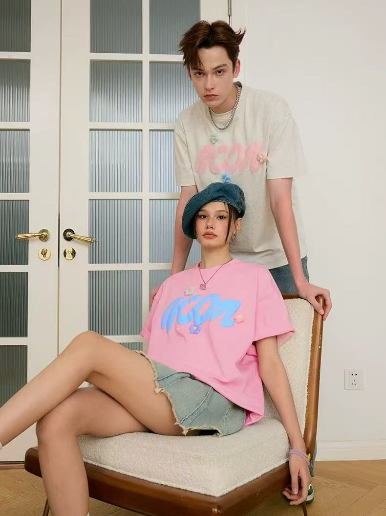 ICONSLAB 3-D Woolen Flower Logo T-shirt