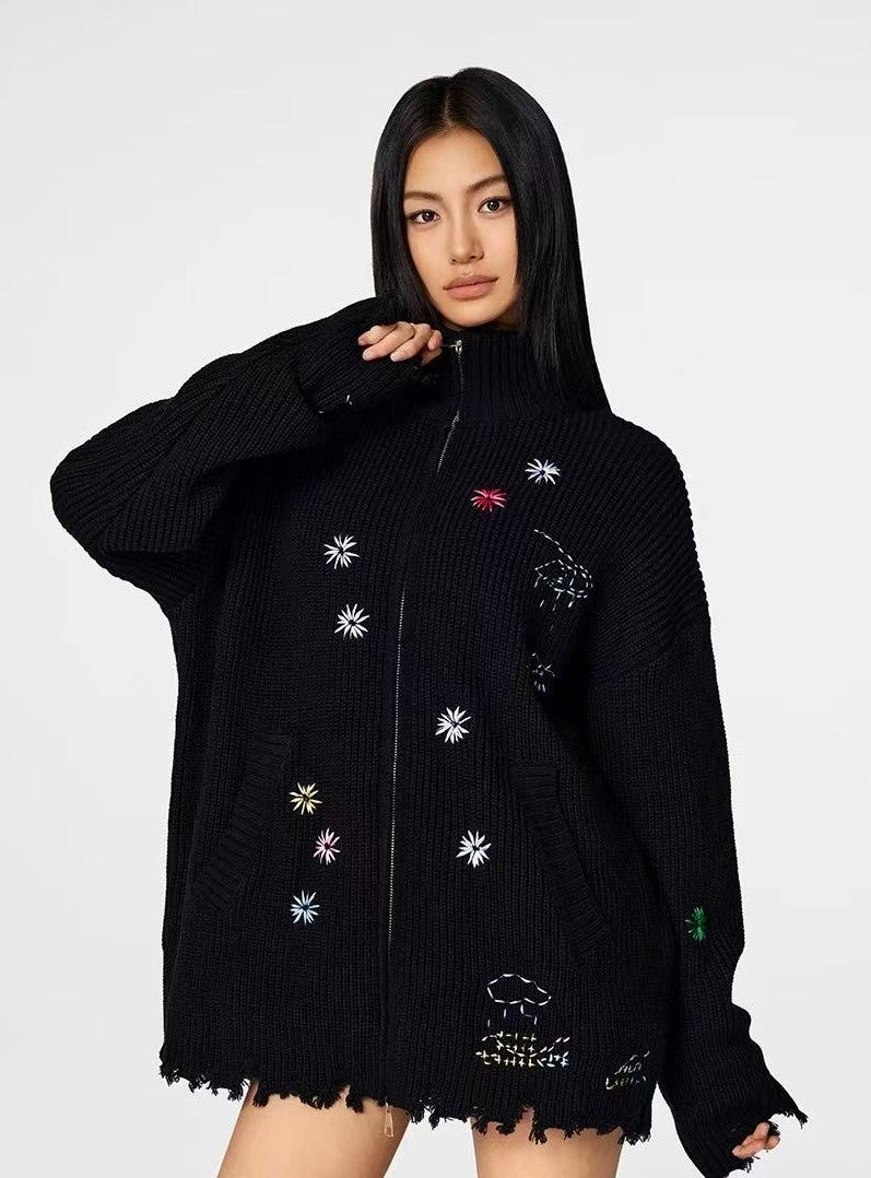 ACHOCK Vintage Floral Embroidered Sweater