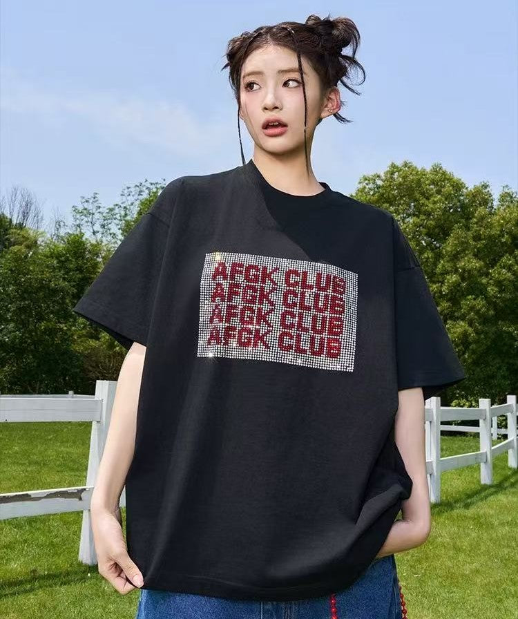 AFGK "GoodKids" Hot Diamond Printed Short-sleeved T-shirt
